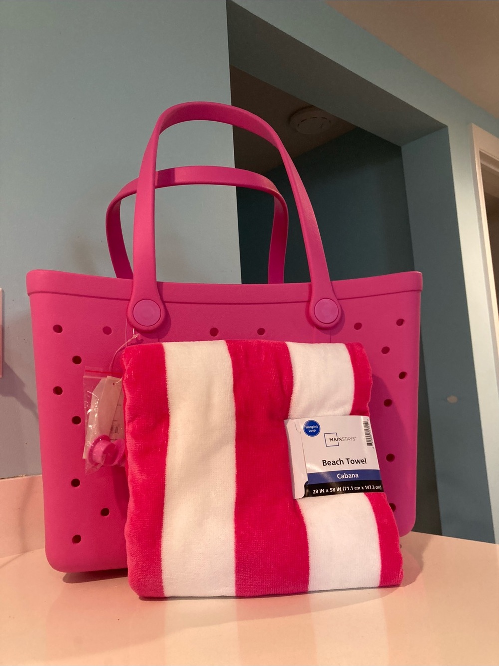 Women’s Pink EVA Waterproof Beach Tote Bag